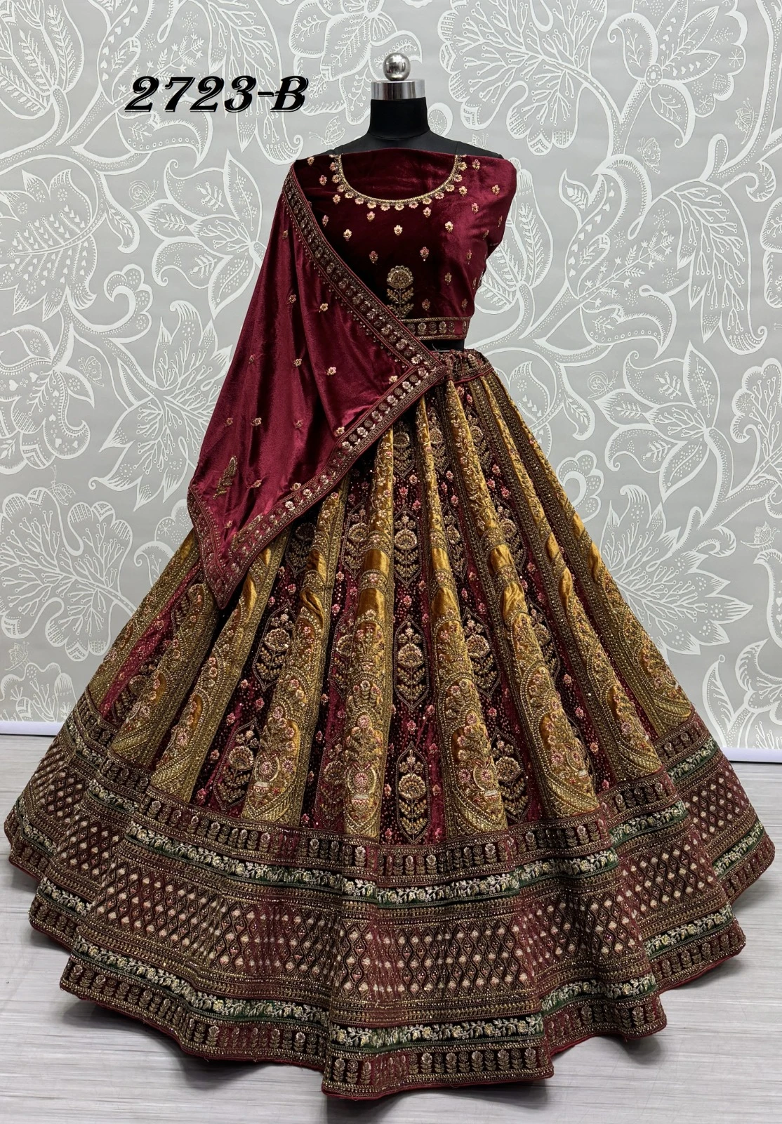 Anjani Art 2723A & 2723B Velvet Wholesale Lehenga Catalog — Wholesale Lehenga, MPA wholesale from Surat — Photo 2